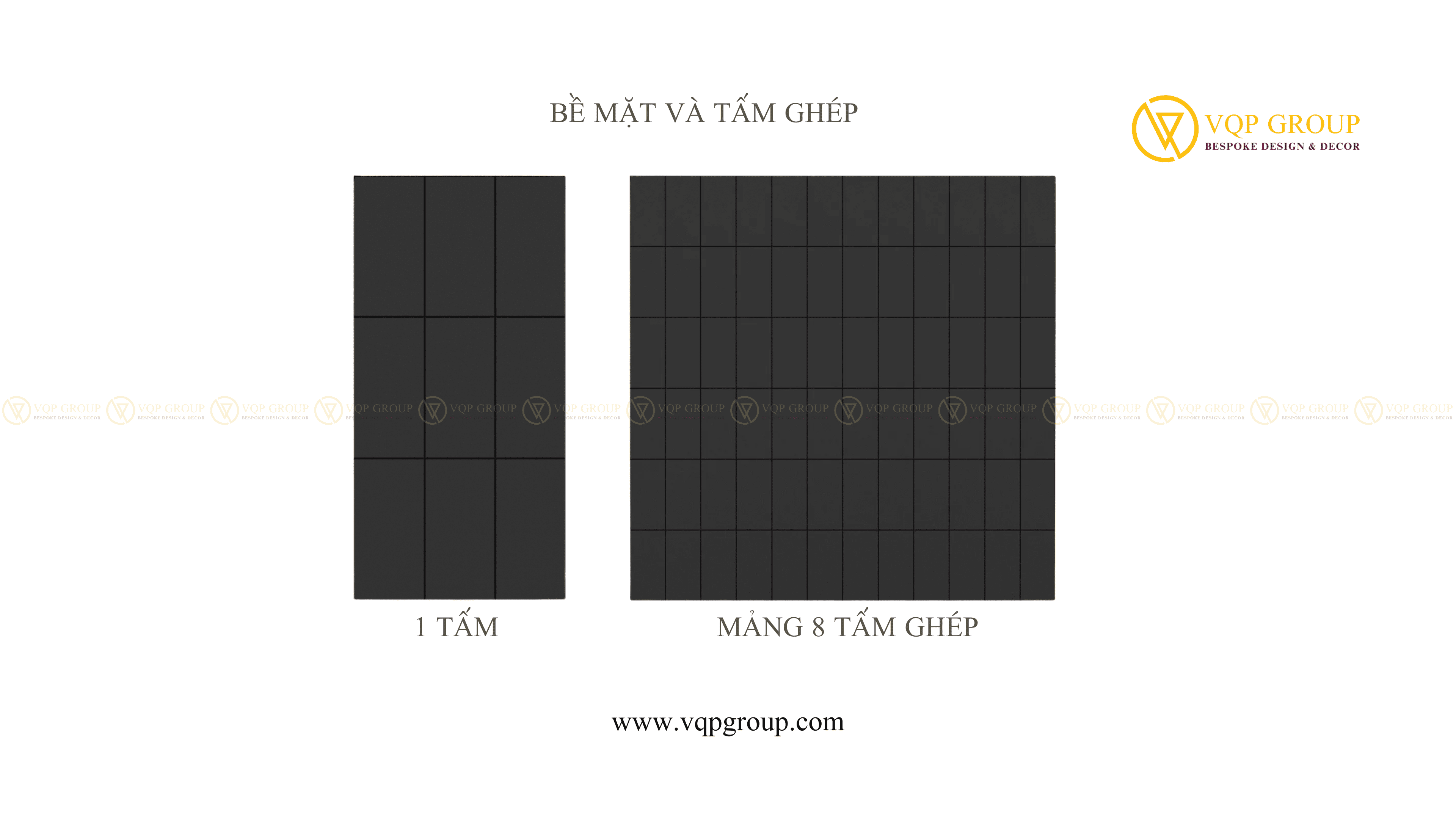 Bề mặt một tấm PET Acoustic TRELLIS và mảng ghép 8 tấm