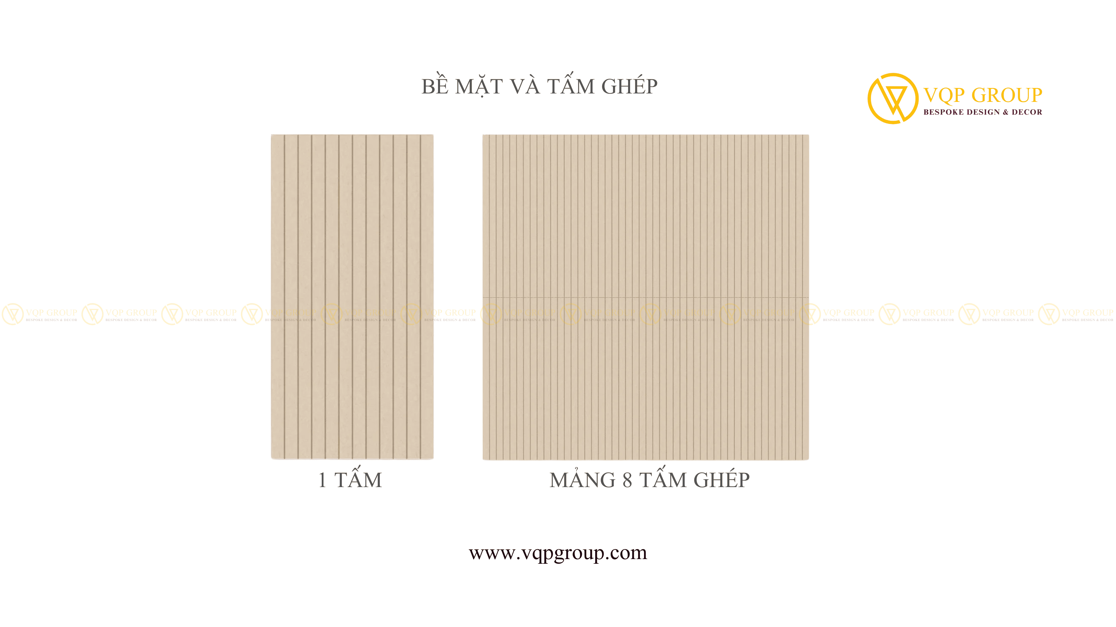 Bề mặt một tấm PET Acoustic Vertical S và mảng ghép 8 tấm