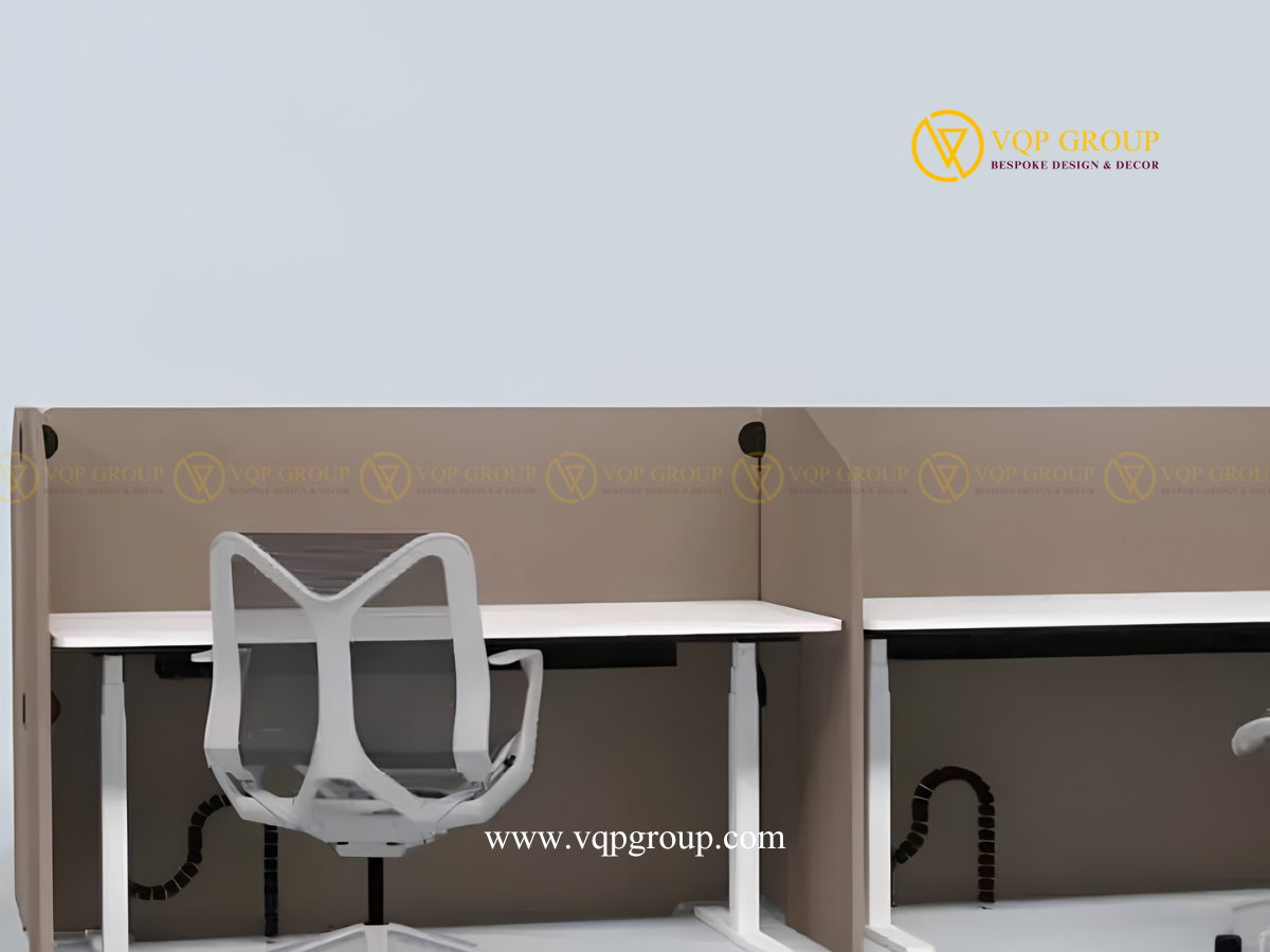  Chi tiết ghép nối vách PET Acoustic VQP-PET-D004 giữa hai workstation 