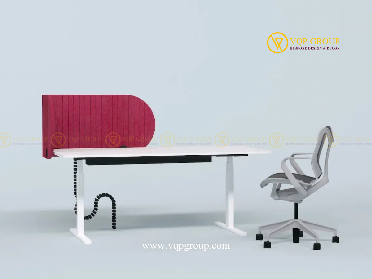  Góc nhìn ngang vách PET Acoustic Desk Screen VQP-PET-D008 