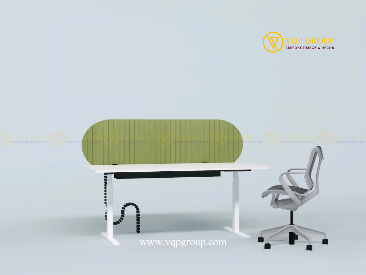 PET Acoustic Desk Screen bo tròn có rãnh đứng VQP-PET-D007
