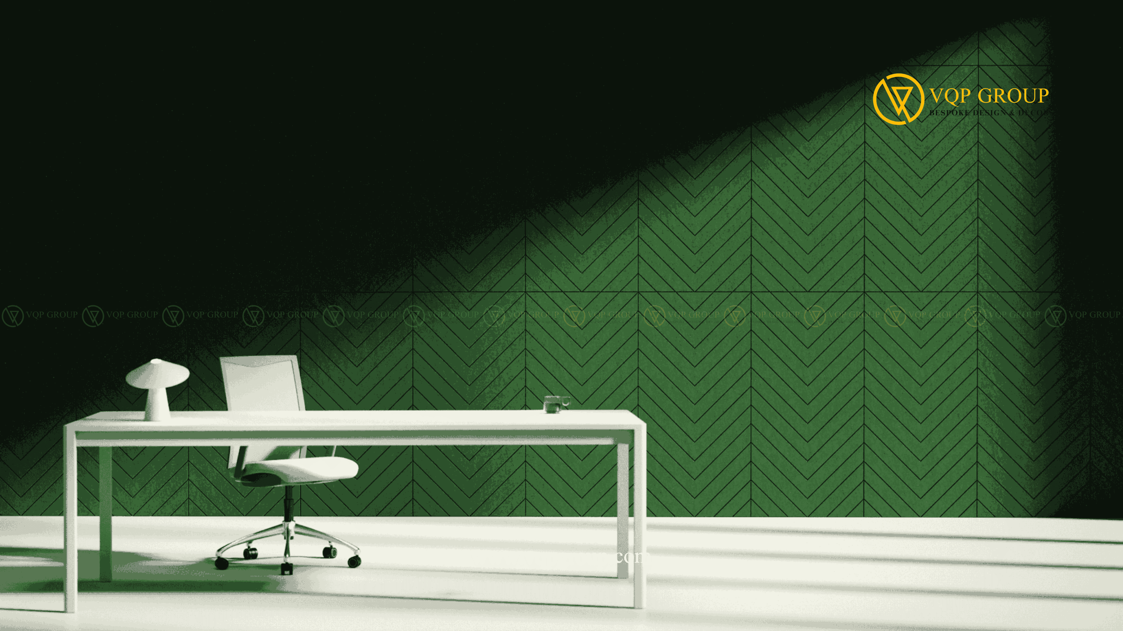 Tấm ốp tường Chevron S PET Acoustic màu xanh cho văn phòng hiện đại
