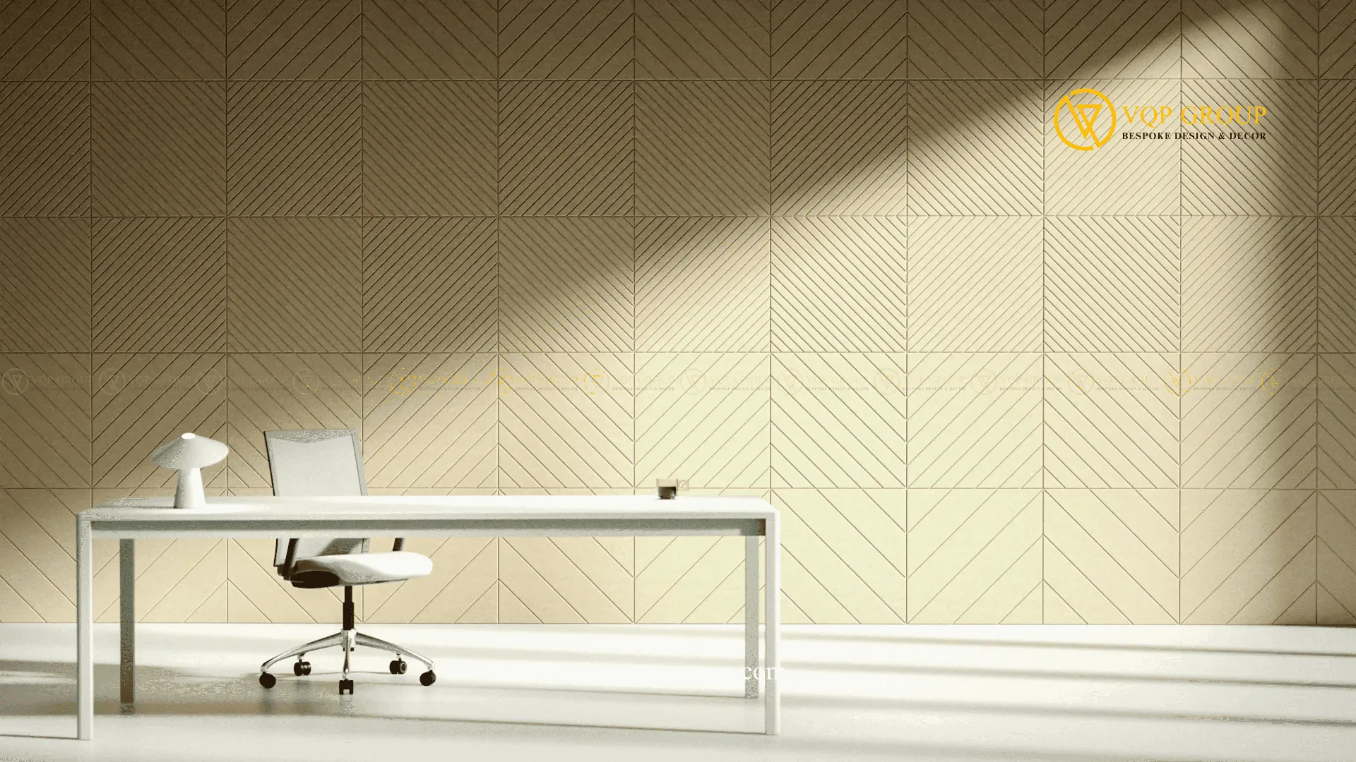 Tấm ốp tường tiêu âm Diagonal S tông ấm với hiệu ứng ánh sáng