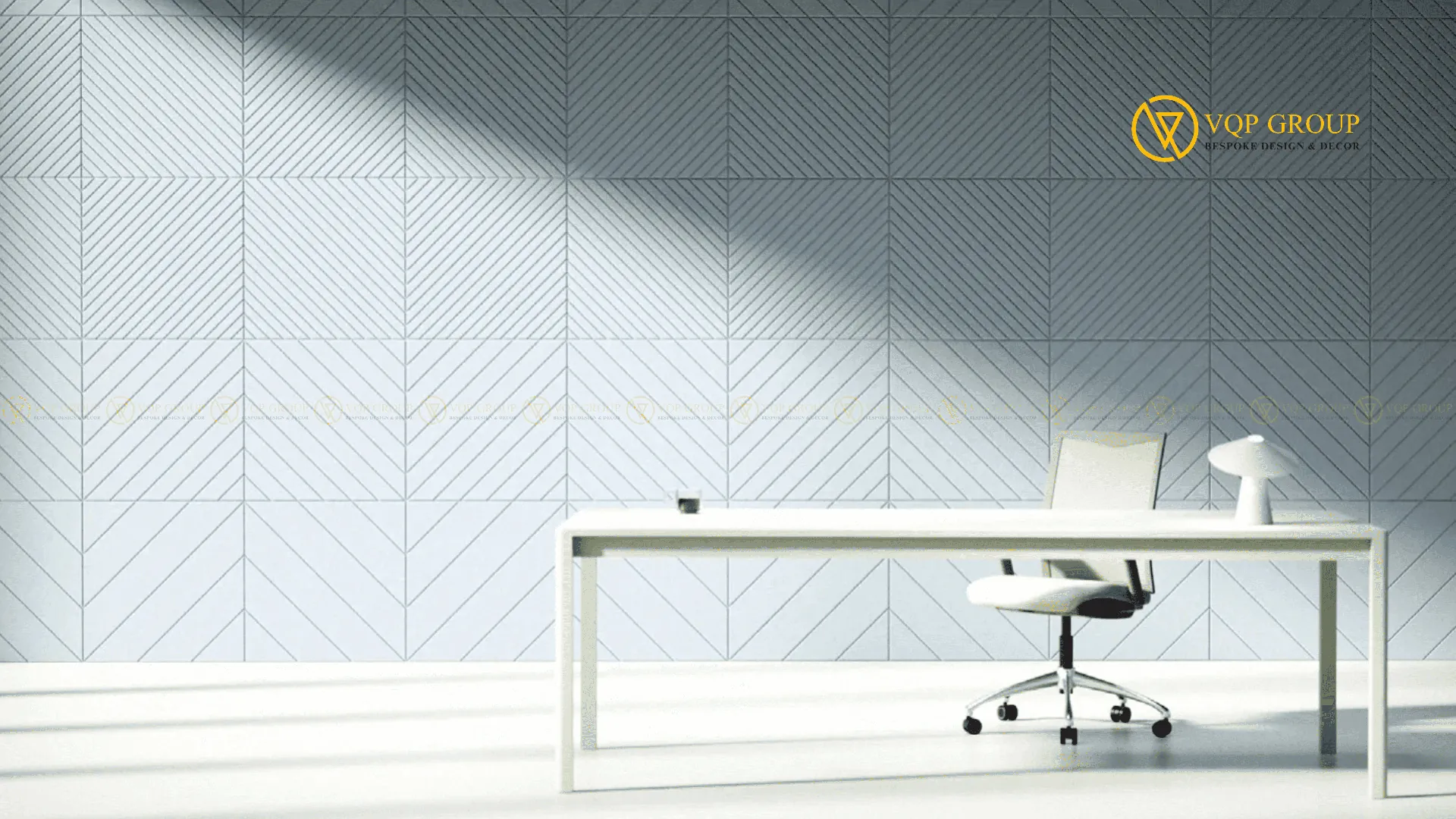 Tấm ốp tường tiêu âm Diagonal S tông sáng trong văn phòng