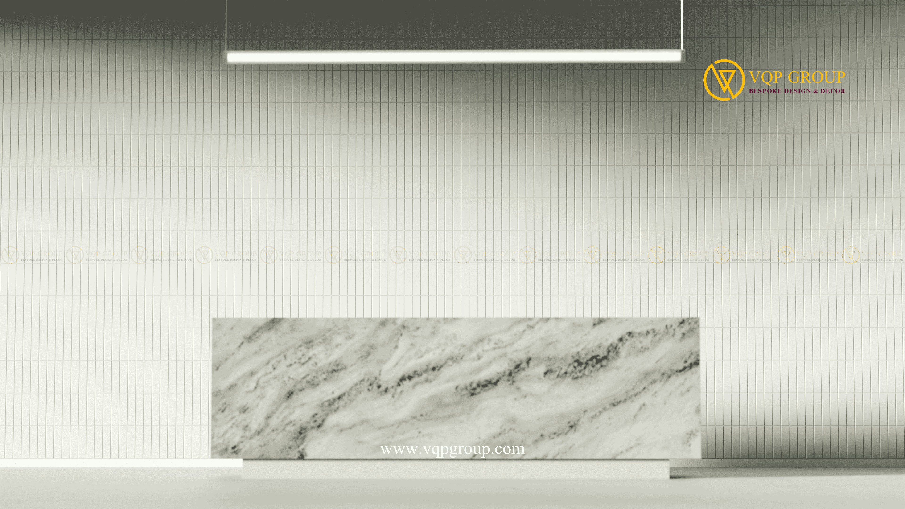 Tấm ốp tường tiêu âm INGOTS tại khu vực sảnh reception hiện đại