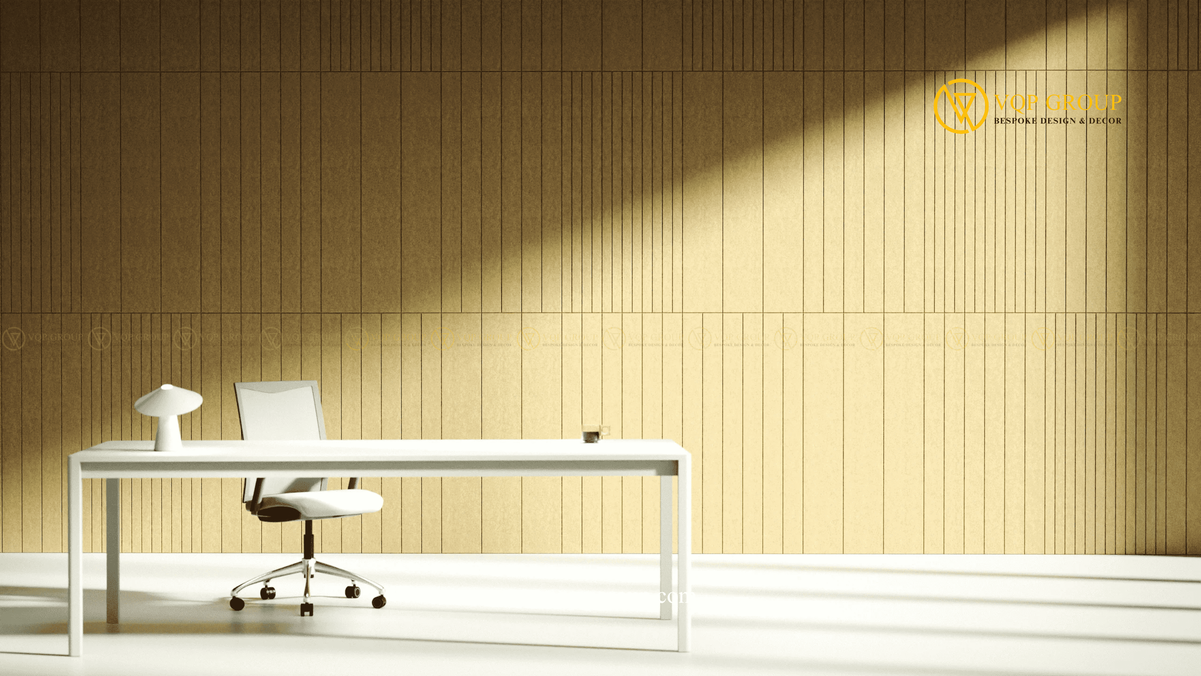 Tấm ốp tường tiêu âm Vertical M tông beige trong không gian làm việc hiện đại