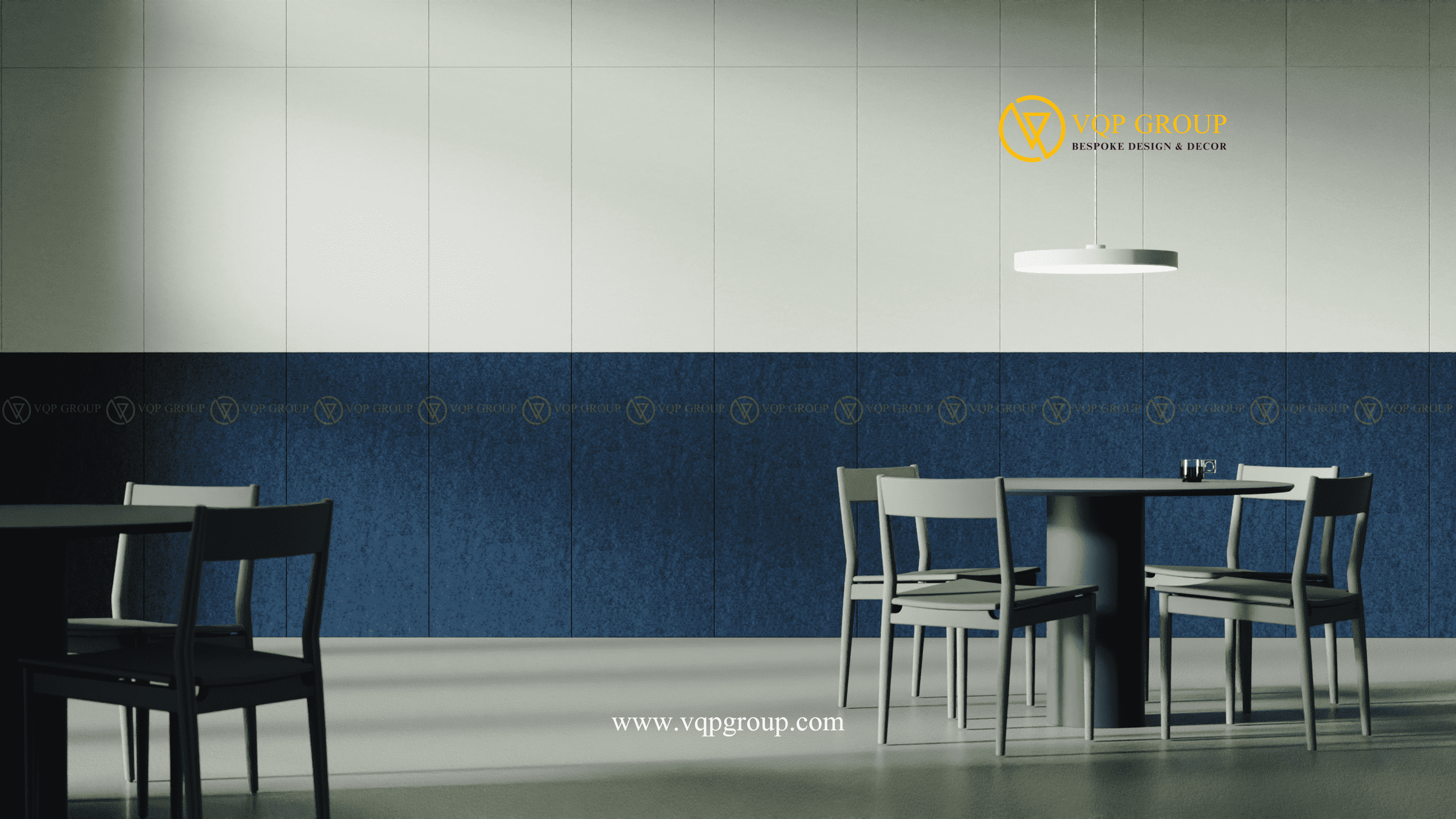 Tấm PET Acoustic CALM phối mảng xanh đậm và tông màu sáng