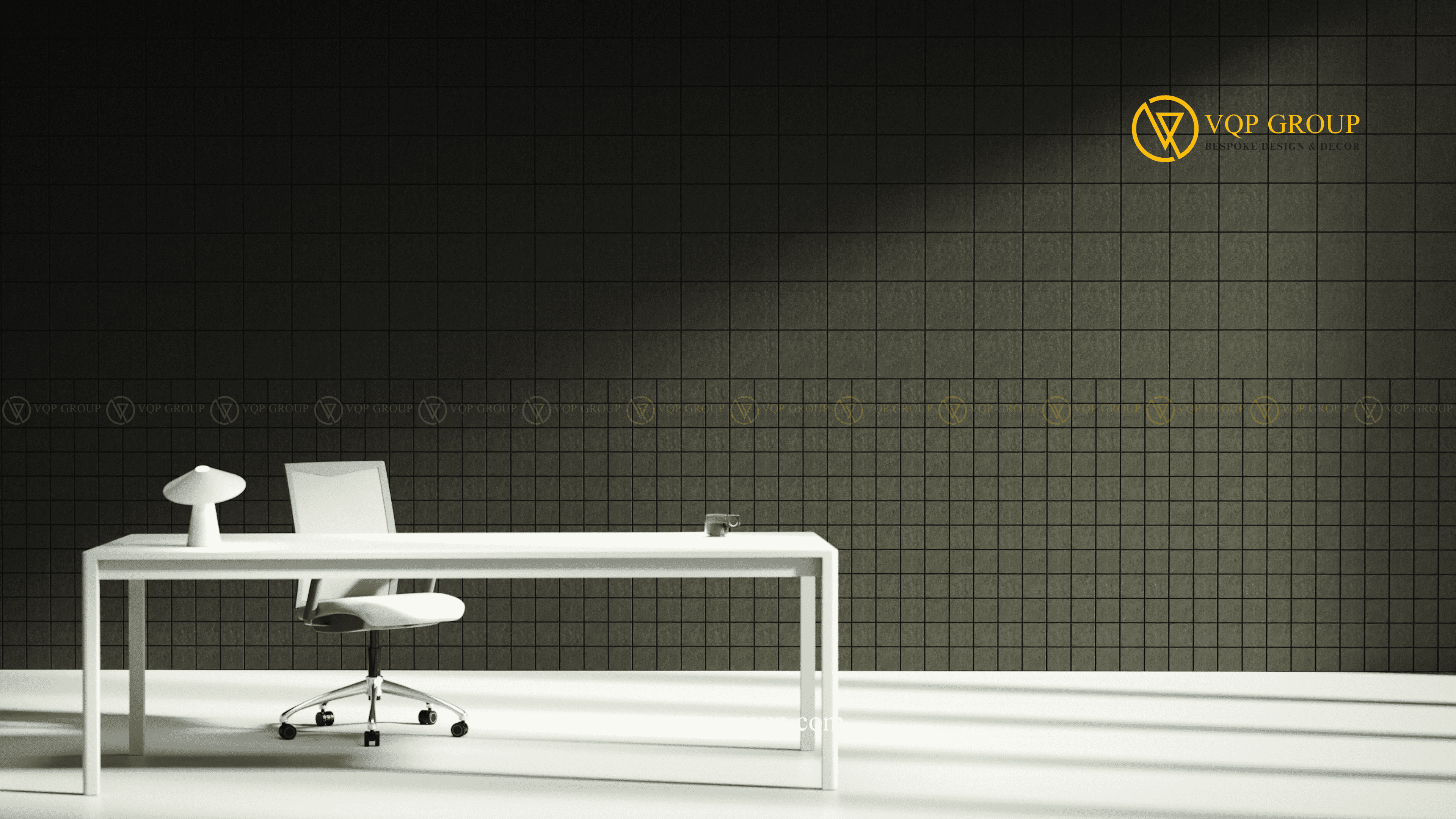 Tấm ốp tường tiêu âm Grid M màu tối cho Executive Office hiện đại
