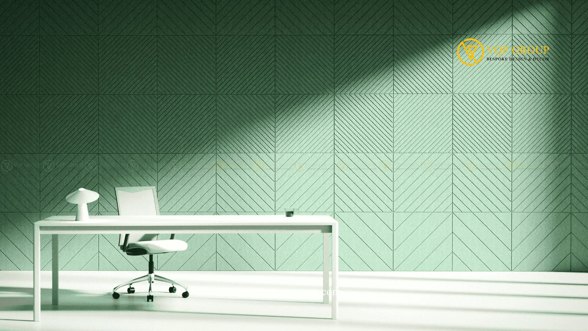Tấm tiêu âm PET Acoustic Diagonal L màu xanh lá cho không gian hiện đại