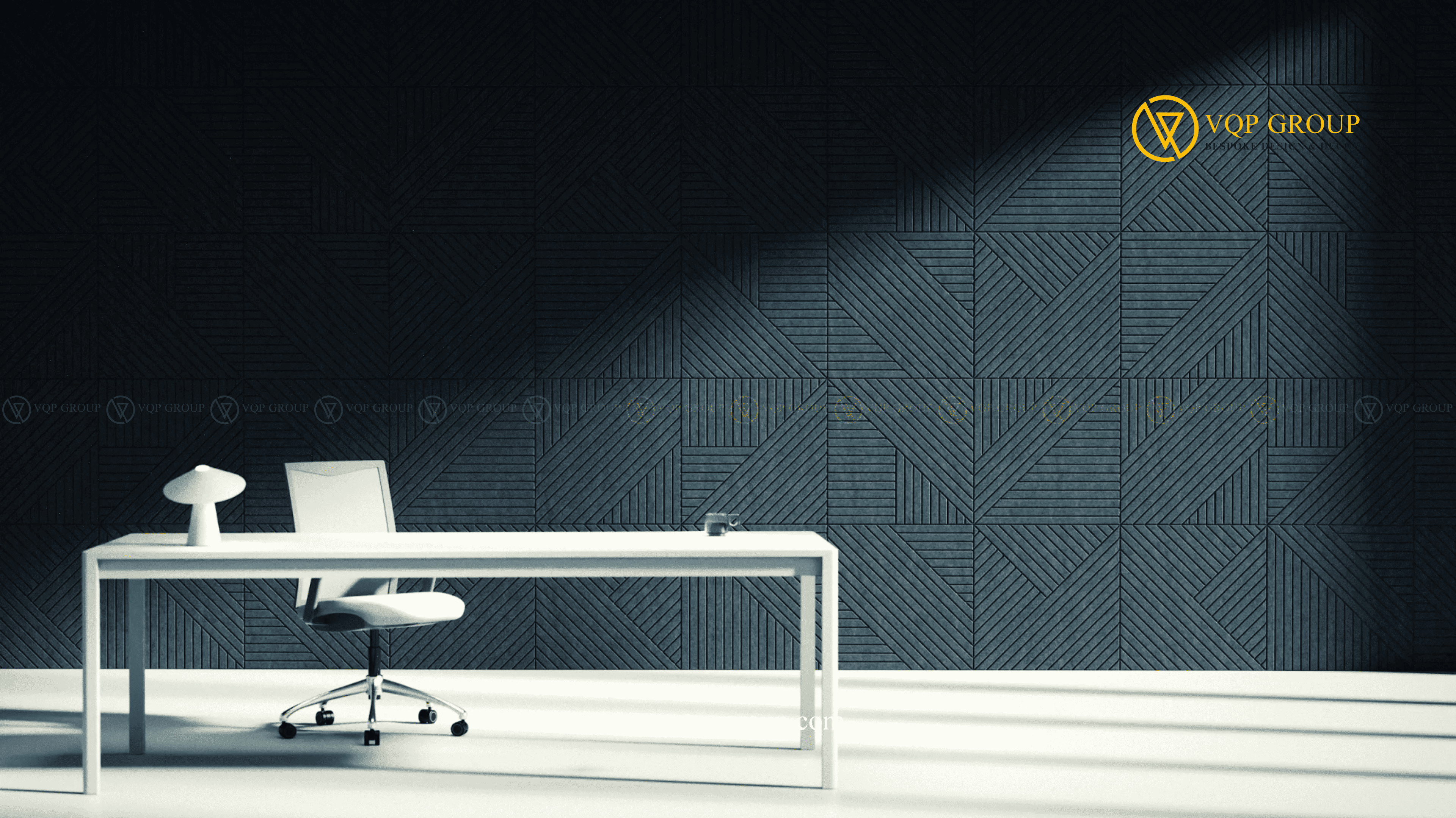 Tấm tiêu âm PET Acoustic SLANT xanh navy trong văn phòng