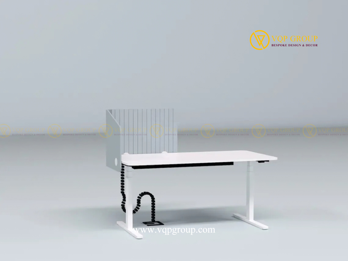 Vách bàn PET bao nửa có rãnh VQP-PET-D003 cho bàn làm việc văn phòng