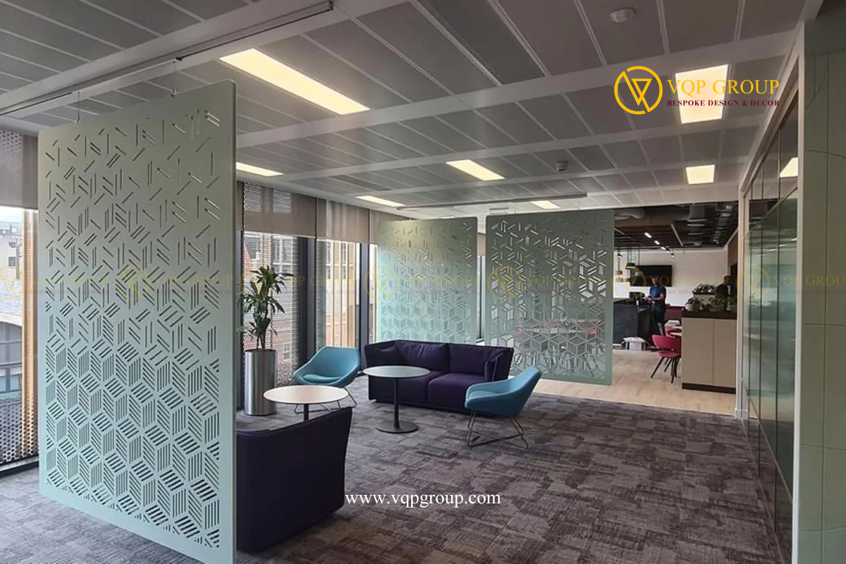 Vách PET Room Divider VQP-PET-R002 phân vùng khu lounge văn phòng